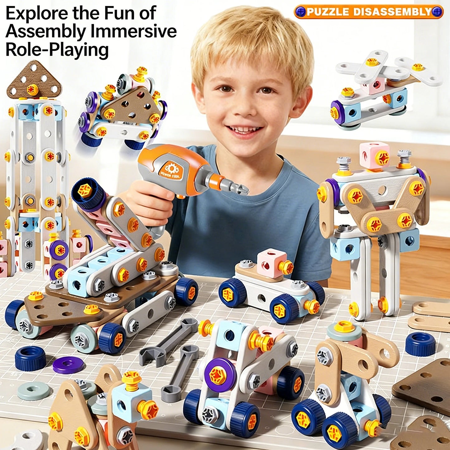 DIY Nut Hand Disassembly Assembly Puzzle Simulated Screwing Toolbox Early Educational Kids Toy Repair Tools Blocks Toys For Boys