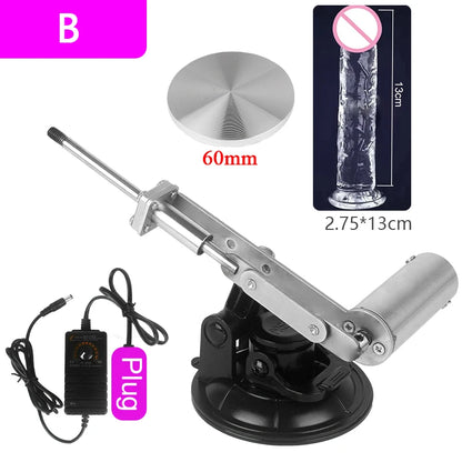 Mini Telescopic Sex Machine Set with Dildo with 60mm Plate Female Masturbation Sexual Kit Telescopic Linear Actuator 100V-240V