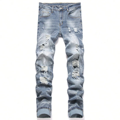 Fashion Men's Jeans Pants Stretch Blue Skinny Jeans For Men Casual Slim Fit Denim Pants Korean Style Male Trousers Jeans
