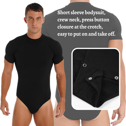Men Casual Solid Color Skinny Romper Stretchy Undershirt Bodysuit Leotard for Shapewear Athletic Jumpsuit Swimwear Wetsuit