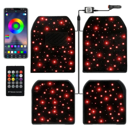 2/4PCS Fiber Optic Twinkle Car Mats WaterProof LED Star Rugs APP Remote Control RGB Music Sync Universal Fit for SUV Sedan Van