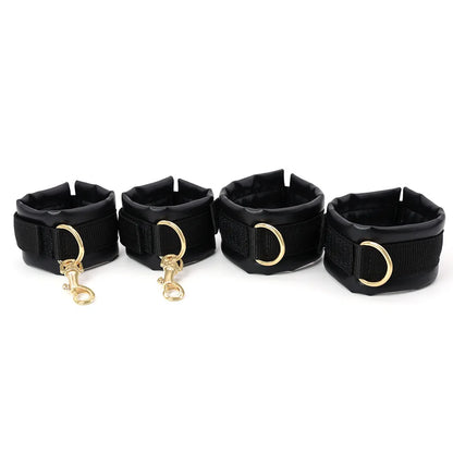 7Pcs Adjustable BDSM Bondage Kit Collar Hand Thigh Cuffs Waist Strap Traction Chain SM Couple Erotic Toy 18+