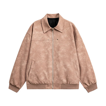 Trend Men's Faux Leather Jacket Autumn Winter Fashionable Solid Color Standing collar PU Leather Biker Jacket Handsome Men Coat