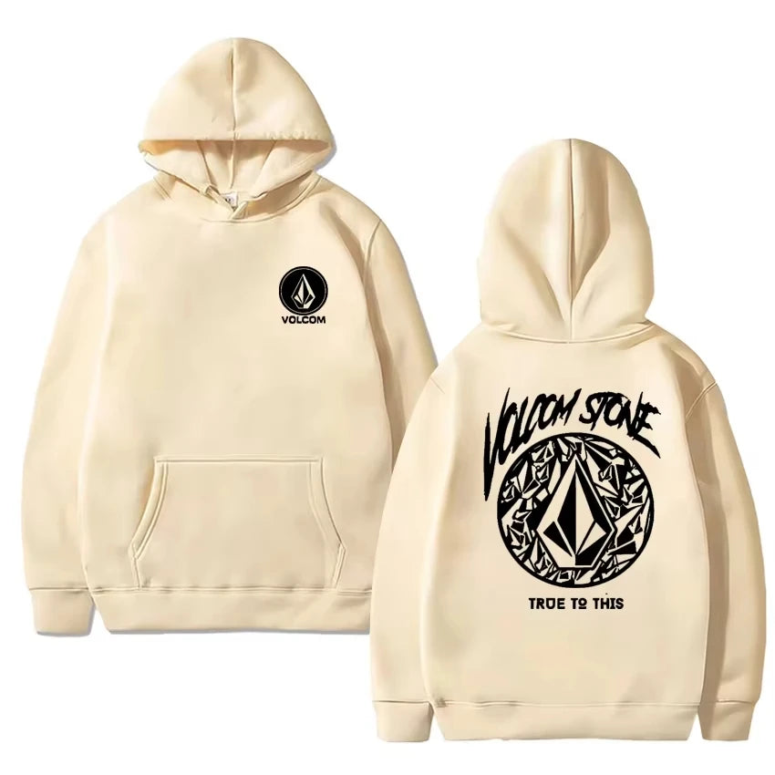 Volcom Stone Double Print Autumn Winter Warm Cotton street style Men's Fleece Hoodie Outdoor Commuter Men's Top High Elastic tos