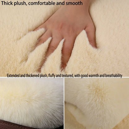 Winter Plush Rabbit Fur Car non-slip Seat Cushion Warmth Thickened Wool One Piece Square Cushion for Main Driver or Co-pilot
