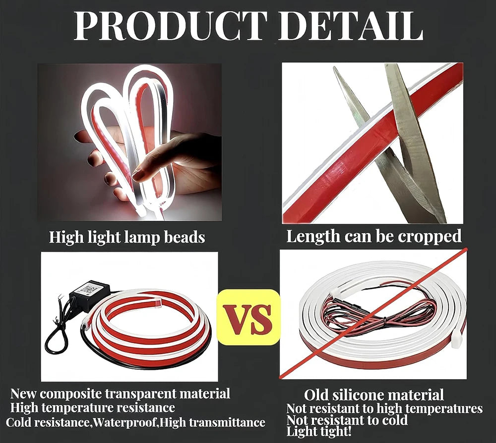 Car Hood Light Strip RGB DRL Strip Dynamic Scan Start Exterior Hoodbeam DRL Daytime Running Lights for Cars SUV 12V App Control