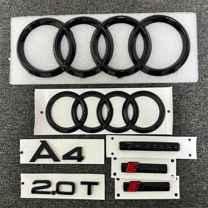 The new ABS letter 3D sticker Quattro Sline 2.0T is suitable for the modification of Audi A4 2008-2017 glossy black suitcase.
