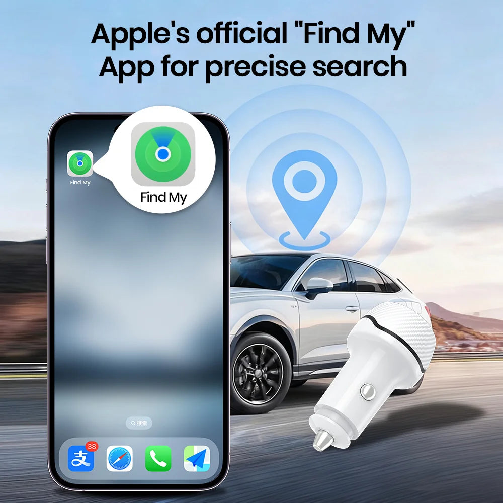 1-4Pack Universal Mini GPS Locator Track Car Charger Cigarette Lighter USB Type-C Adapter Use For iPhone IOS Apple Find My APP