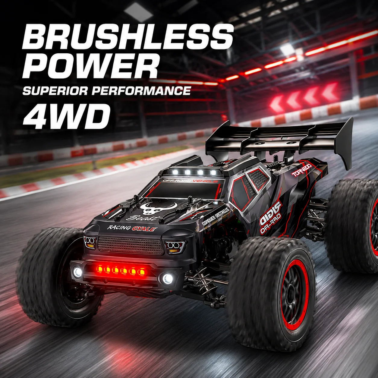 75km/h 2.4G Remote Control RC Car 4WD All Terrain Vehicle High Grip Tire Aerodynamic Tail For Mud Gravel Grass Park Outdoor Racing Hobby Toy