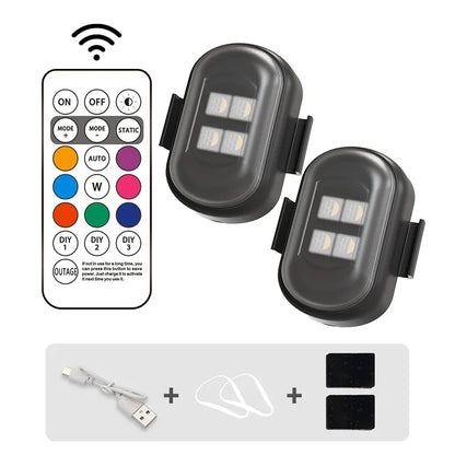 RGB Led Car Strobe Lights Motorcycle LED Flash Position Wireless Light Aircraft Airplane Helicopter Warning Lights Accessories