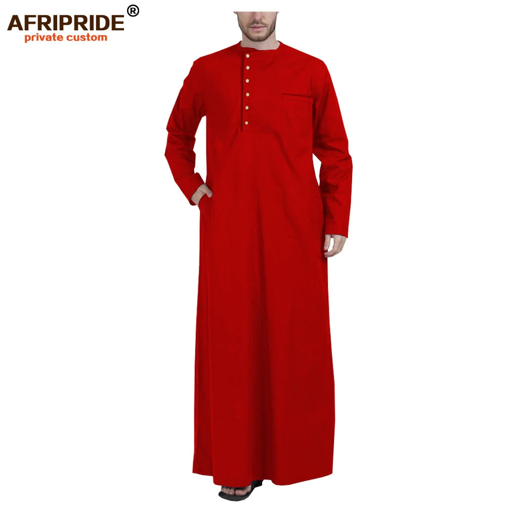 Muslim Clothing for Men Jubba Thobe with Long Sleeves and Round Neck Plus Size Islamic Clothing Muslim Dress AFRIPRIDE A2014001