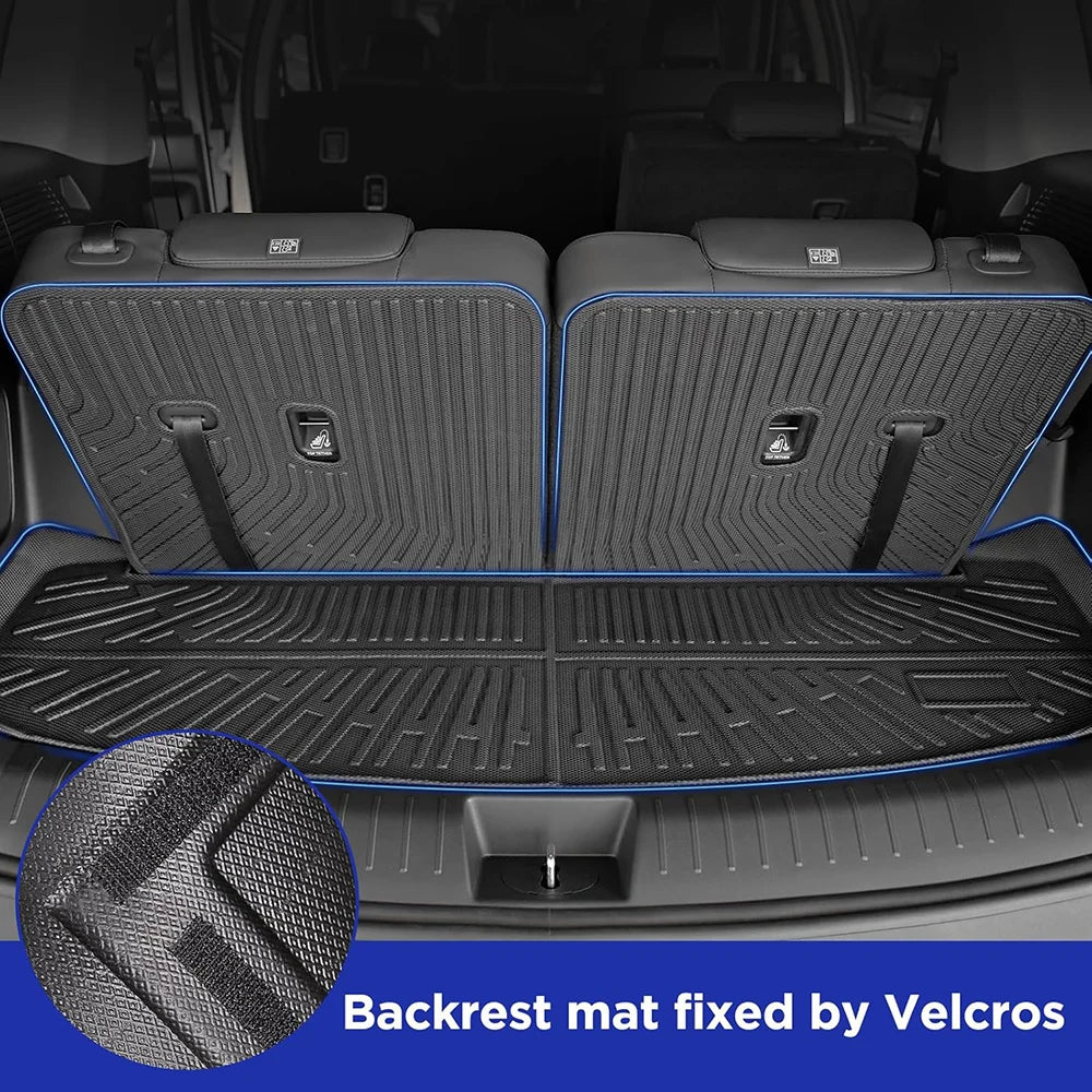 [Hybrid] TPE Floor Mats for 2024 - 2026 Hyundai Santa FE Hybrid All Weather Protection Cargo Liner Trunk Mat with Backrest Pad