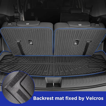 [Hybrid] TPE Floor Mats for 2024 - 2026 Hyundai Santa FE Hybrid All Weather Protection Cargo Liner Trunk Mat with Backrest Pad