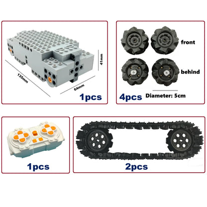 2IN1 Universal Technical Building Block Chassis Electric Omnidirectional Mecanum Wheels 4WD RC Vehicle Crawler Tank Excavator