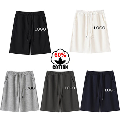Customized Printed 60% Cotton Five-Quarter Pants Men Fashion Training Running Breathable Short Pants Women Casual Sport Shorts