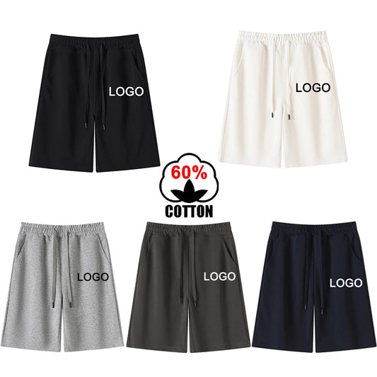 Customized Printed 60% Cotton Five-Quarter Pants Men Fashion Training Running Breathable Short Pants Women Casual Sport Shorts