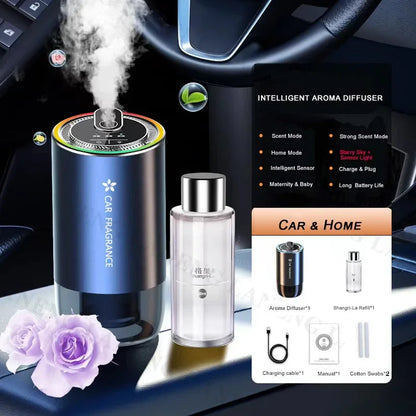 Car Air Refresher with LED Light Starry Projection Light Home Perfume Auto Air Purifier Aromatherapy Car Accessory For Tesla