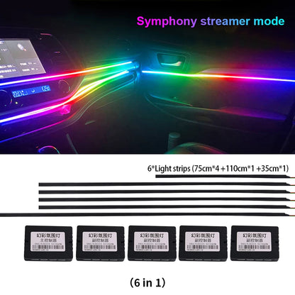 18 in 1 New LED Hidden Car Ambient Light Interior LED Black Hidden Acrylic Atmosphere Strip RGB 64/Full Colors Streamer Symphony