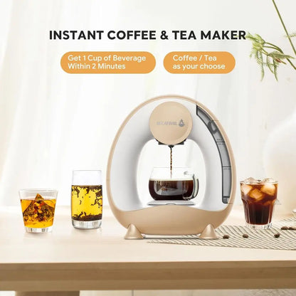 Compact Single-Serve Coffee Maker: Brews Coffee & Tea in 2 Minutes, 4-8 Oz Sizes, Ideal for Home, Office, Travel
