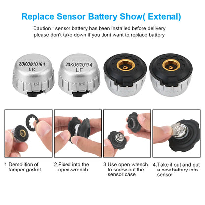 4Pcs External /Internal Sensor Wireless Car TPMS Waterproof Save Fuel for Toyota Tire Pressure Monitor System