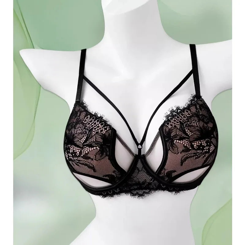 Hot Sale French Lace Bra Soft Underwire High Support Push Up Anti Sagging Sexy Nude Back Stylish Bra Size S-XL 32-38 Hot Search