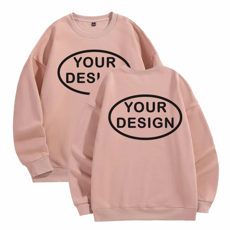 Customized Thick Winter Loose Sports Shirt With Printed Embroidery LOGO Round Neck Hoodie Personal Company Work Uniform