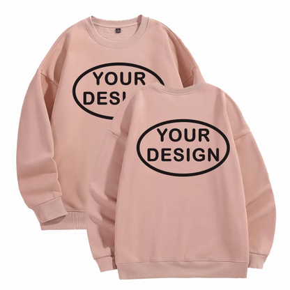 Customized Thick Winter Loose Sports Shirt With Printed Embroidery LOGO Round Neck Hoodie Personal Company Work Uniform