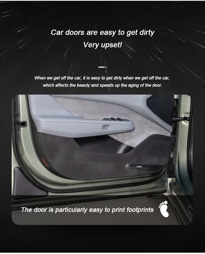For Zeekr 001 2024 2025，Leather Car Door Anti-kick Pad Front Rear Door Protective Pad Threshold Bar Car Modification Accessories