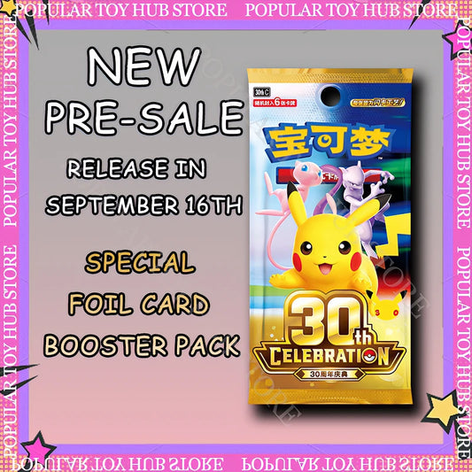 New Pokemon 30th Anniversary All Foil Cards Chinese Ver Booster Pack Special New PTCG Sealed FUR Pikachu Cards For Collection