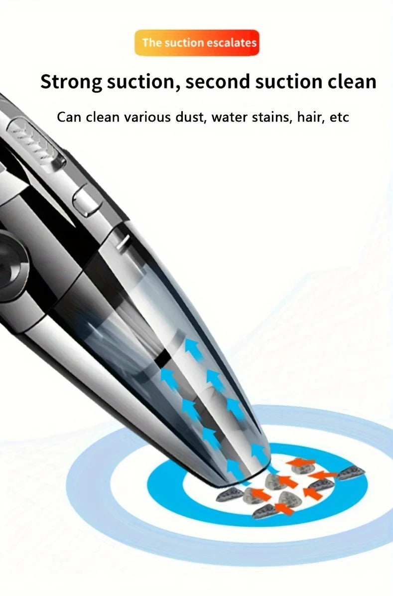 Car Cordless Vacuum Cleaner - High-Capacity Portable for Car Cleaning with Upgraded Aluminum Blade Suction Port, Powerful Motor