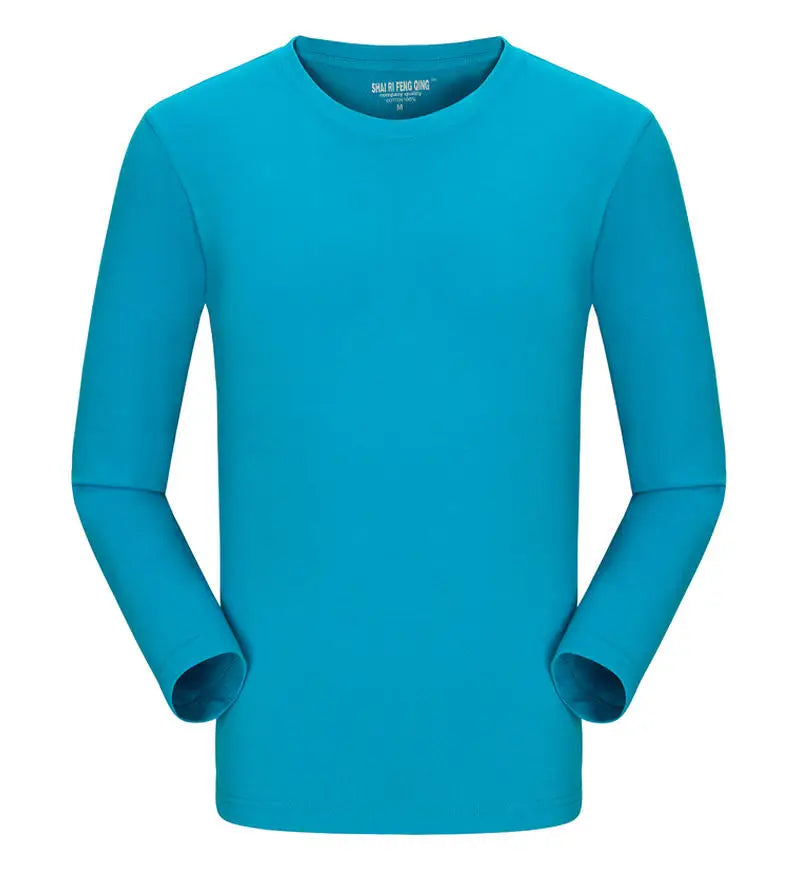 Custom logo cotton t-shirt Spring/autumn men T-shirt home men's long sleeved O-neck solid color casual T-shirts USA size XS-2XL