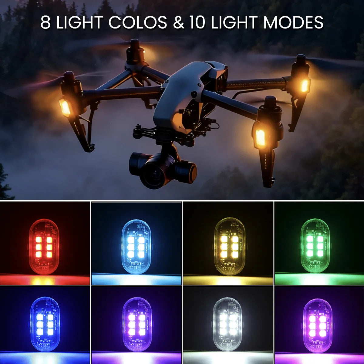 2/4/6pcs Wireless LED Strobe Lights Car Decor Atmosphere Light 8 Colors Rechargeable Led Lights Anti-Collision LED Warning Light