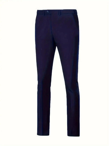 Men's Burgundy 2-Piece Suit Set (Blazer + Trousers Only, No Vest Included),Slim Fit Formal Business Wedding Party Jacket & Pants