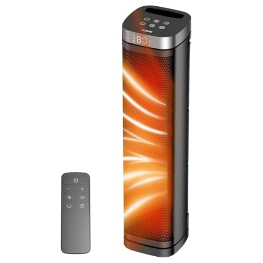 Portable Space Heater 1500W Ceramic Heating Fan with Thermostat Remote Control 3 Heating Modes 70° Oscillation Ideal for Office