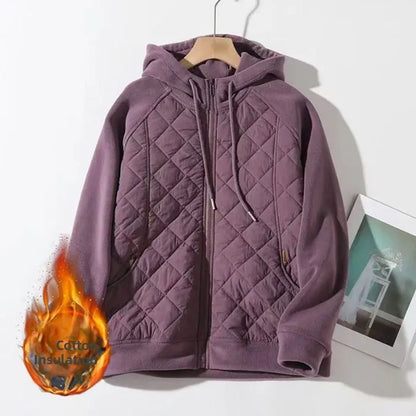 Women's Thickened Cotton Jacket Hooded Zipper Windproof Autumn Winter New Style Korean Version Large Size Casual Hoodie