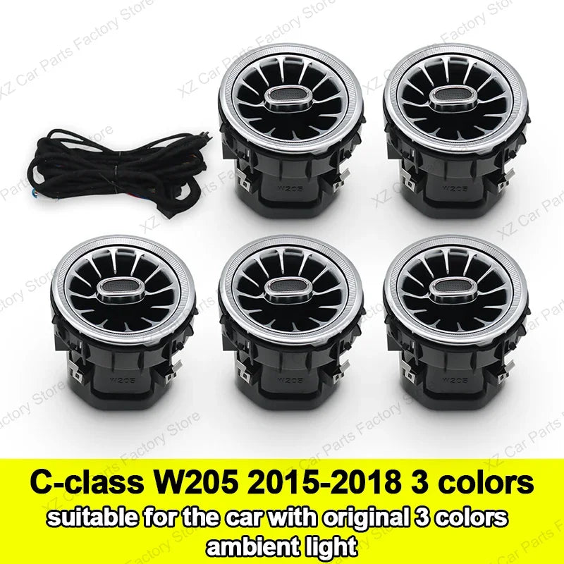 For Mercedes Benz C-class W205 Air Vent 3/64 Color Front and Rear Air Vent Ambient Light Turbine Nozzle Original APP Control