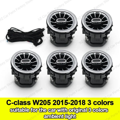 For Mercedes Benz C-class W205 Air Vent 3/64 Color Front and Rear Air Vent Ambient Light Turbine Nozzle Original APP Control