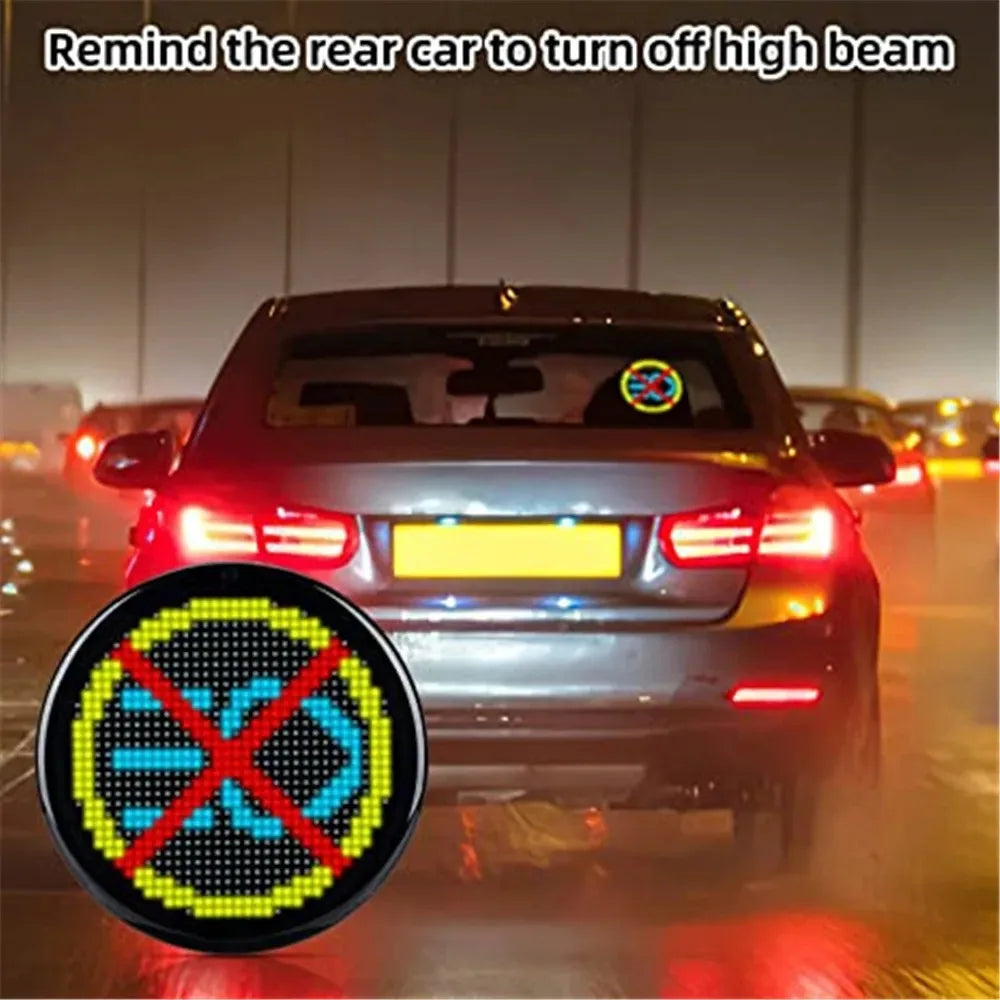 Car LED Interactive Screen Round Devil Eyes LED Sign Smart LED Display APP Remote Control Front Rear Windshield DIY Graffiti