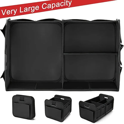 Collapsible Car Trunk Storage Box, 600D Oxford Fabric SUV Organizer with Reinforced Handles & Multiple Compartments for Vehicle