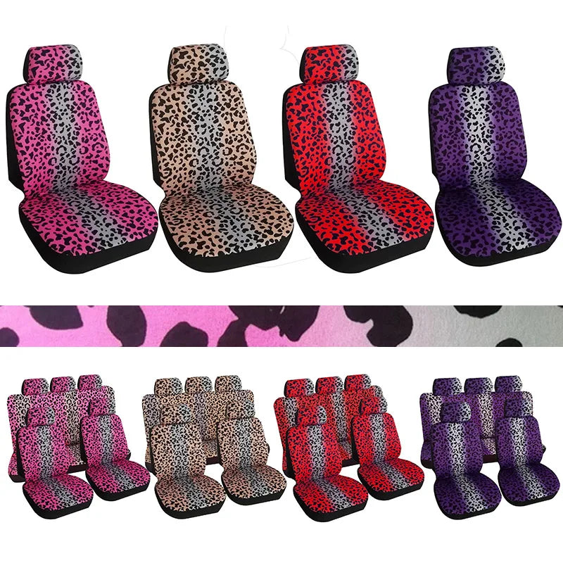 Fashion Leopard Print Car Seat Cover Full Surrounding  Four Seasons Universal Breathable Non-slip Cushion Cover Car Interior