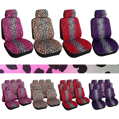 Fashion Leopard Print Car Seat Cover Full Surrounding  Four Seasons Universal Breathable Non-slip Cushion Cover Car Interior