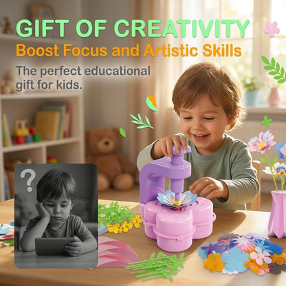DIY Flower Bouquet Making Kit Press Machine Kids Art Craft Toy Educational Handmade Creative Gifts for Girls Birthday Play Set