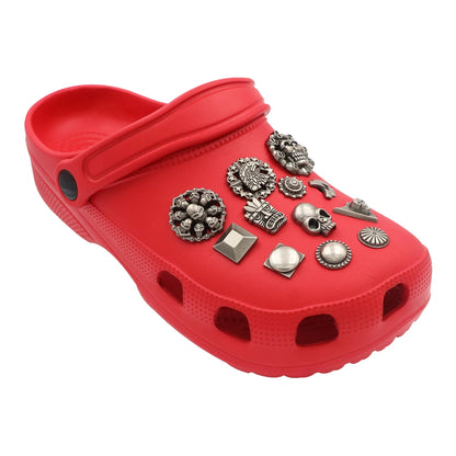 43 Pcs Metal Accessories Shoes Charms Vintage Clogs Adornos Shoe Украшения Крокросы DIY Silvery Breloque Enfant Holiday Gift