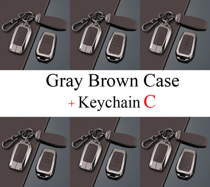 Zinc Alloy + PU Leather Car Key Case Cover For 2019-2025 Land Cruiser Highlander Camry Sienna Venza Hilux Fortuner Corolla Prius