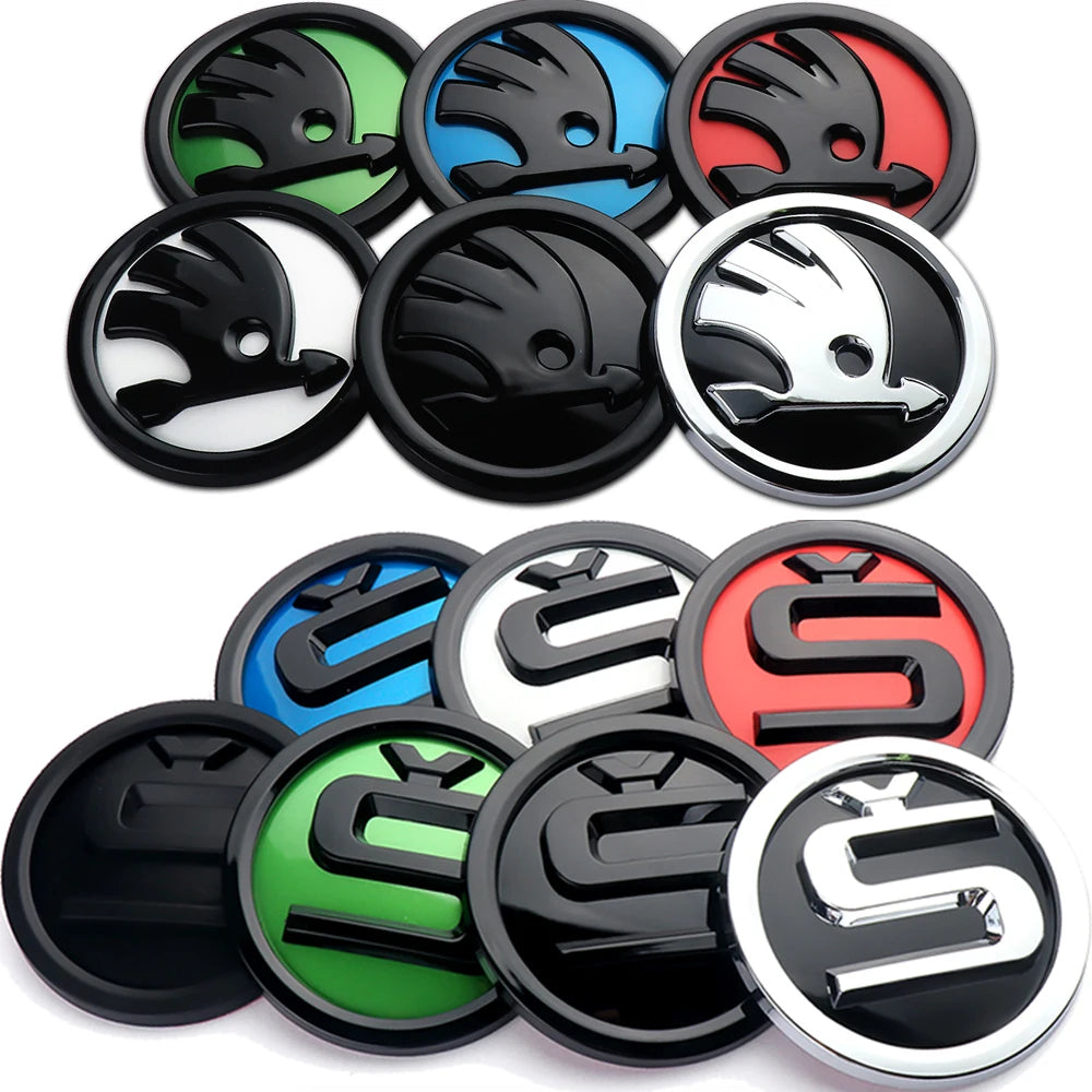 8/9/10cm Emblem Car Front Hood Badge Rear Trunk Sticker for Skoda Octavia Rapid Fabia S Logo Superb KAMIQ Kodiaq VRS Accessories