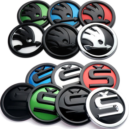 8/9/10cm Emblem Car Front Hood Badge Rear Trunk Sticker for Skoda Octavia Rapid Fabia S Logo Superb KAMIQ Kodiaq VRS Accessories