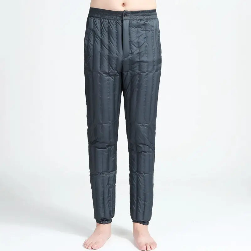 Men's down Pants Duck down Thermal Inner  Winter Cold Resistance Thick Long Trousers Business Gentleman Style Long Pants