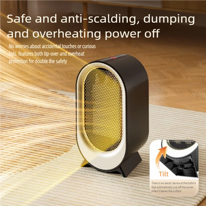 1200W Portable Electric Heater Mini Desktop Fan Heater Smart Hot Air Blower for Home Bedroom Office Winter Warmer