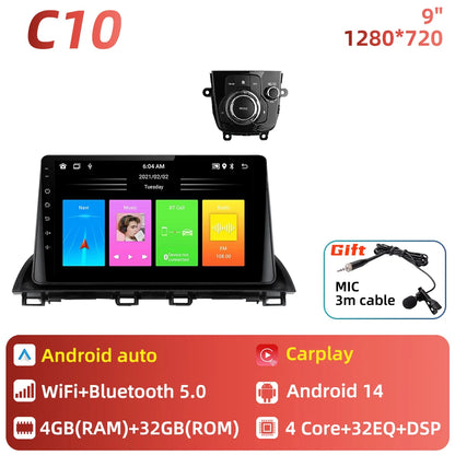 Car Radio For Mazda 3 Axela 2013 - 2018 Android Car Multimedia Player GPS Navigation Carplay Auto Stereo 2 Din Head Unit 4G DSP