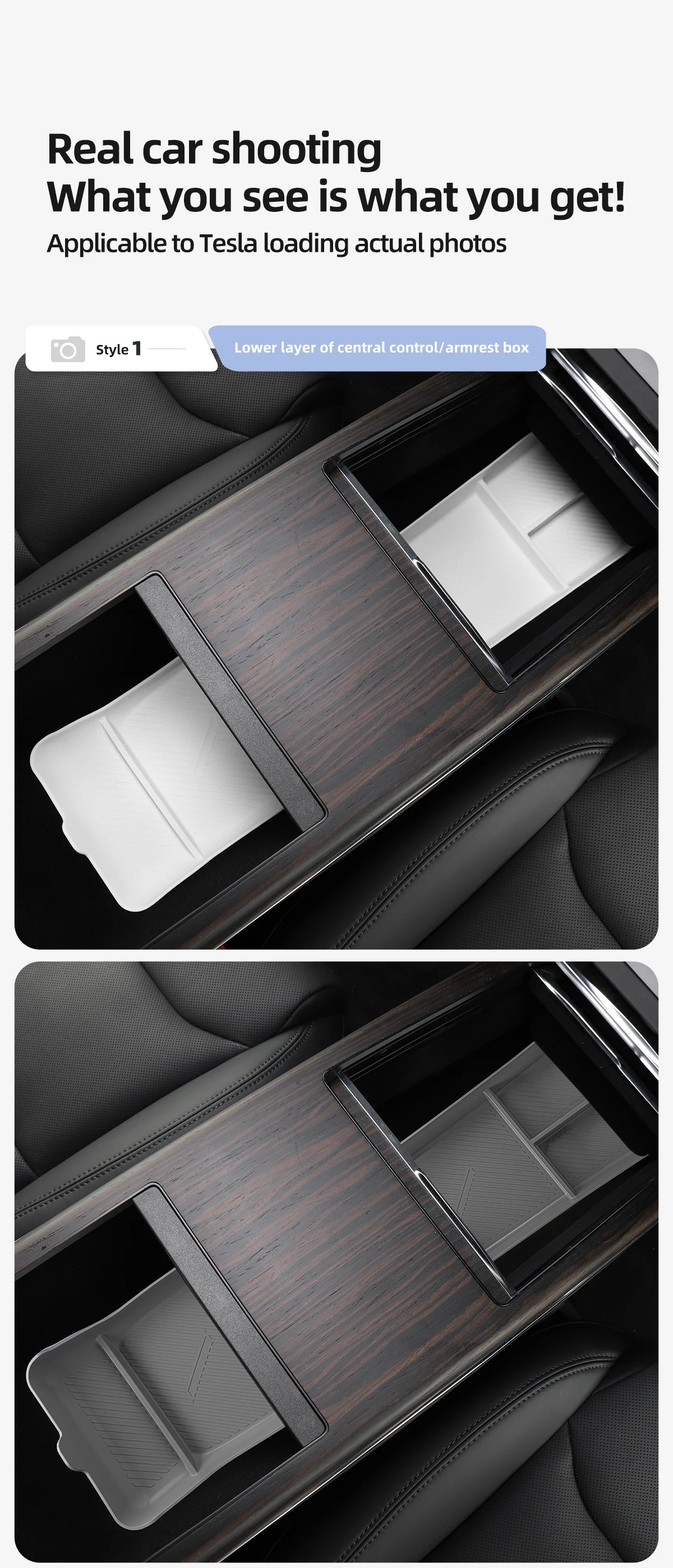 for Tesla Model X Car Under Seat Storage Box Center Console Wireless Charging Pad Armrest Storage Pad Organizer Tray Accessories